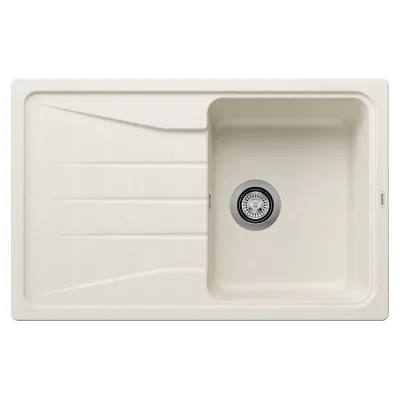 Blanco Lavello una vasca con gocciolatoio SONA 45 S 1527149 finitura soft white da 78x50 cm - Sopratop