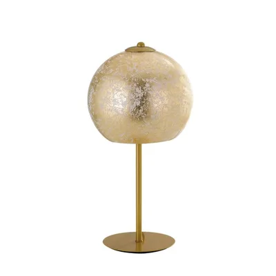 Lampada da tavolo oro in vetro con decoro foglia, 35x18cm
