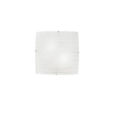 Plafoniera in vetro bianco satinato, decorazioni e ganci in cromo, 2 luci E27, 30x30cm