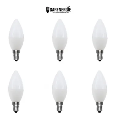 kit 6pz lampadina oliva candela led 5w e14 3000k bianco caldo