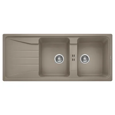PRONTA CONSEGNA - Blanco | Lavello due vasche con gocciolatoio SONA 8 S 1519705 finitura tartufo da 116x50 cm - Sopratop