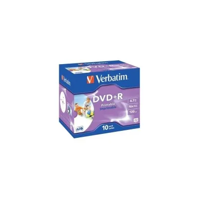 Confezione 10pz DVD+R VERBATIM stampabili 16x 4,7 GB 43508