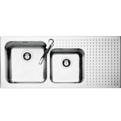 Barazza Lavello due vasche con gocciolatoio dx 1IS12060/2D finitura inox satinato da 116x50 cm