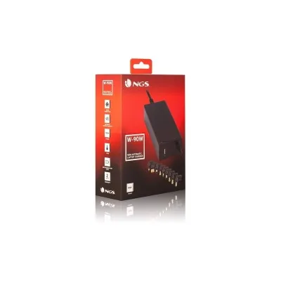 Caricabatteria automatico universale per laptop NGS 90W 9 adattatori 1x USB 2.0 Voltaggio 15-20V Indicatore LED