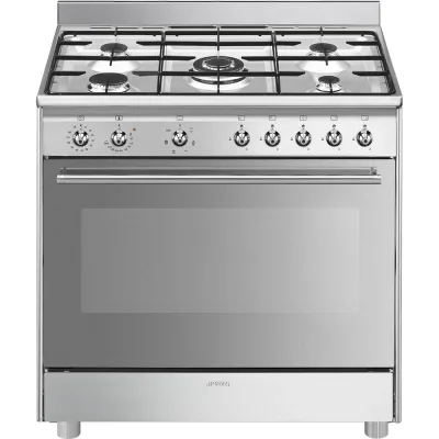 Smeg Cucina SX91GM con forno termoventilato e piano cottura gas finitura acciaio inox da 90x60 cm - IN PROMOZIONE FINO AL 30/06