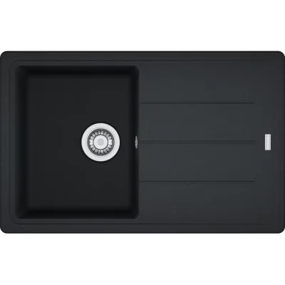 Franke: Lavello una vasca con gocciolatoio Boston Incasso BGF 611-78 114.0275.938 finitura fragranite nero da 78x50 cm