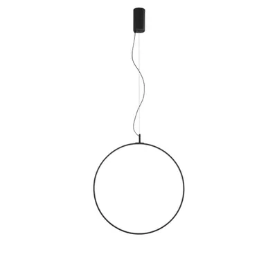Lampadario a sospensione nero circolare in metallo, 30W, CCT, 210x60cm