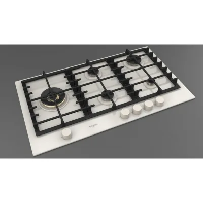 Fulgor Piano cottura a gas FPH 905 G WK WHG finitura vetro bianco da 90 cm
