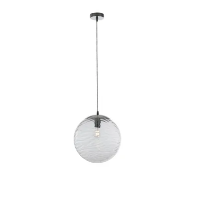 Lampada a sospensione sferica in vetro trasparente, max 60W, 33x162,5cm