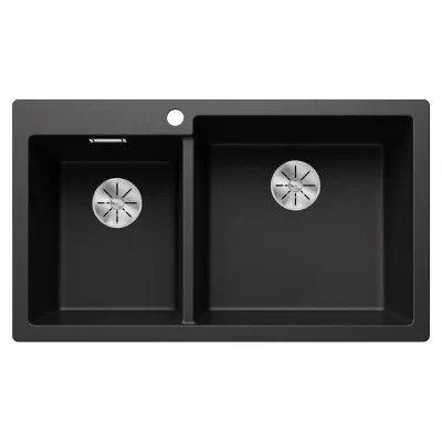 Blanco Lavello due vasche (vasca grande dx) PLEON 9 Dark Steel 4523057 finitura antracite da 86x50 cm - Sopratop