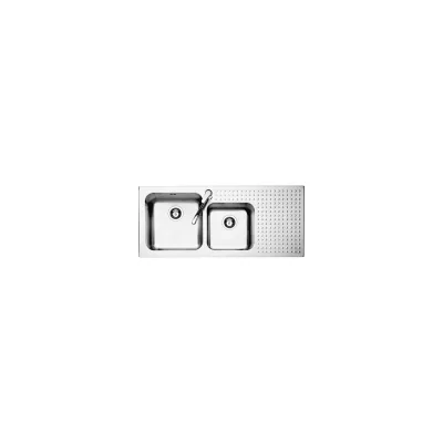 Barazza Lavello due vasche con gocciolatoio sx 1IS12060/2S finitura inox satinato da 116x50 cm