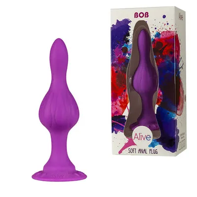 Plug anale BOB super Soft 12 cm circa morbido con ventosa e rilievi stimolanti
