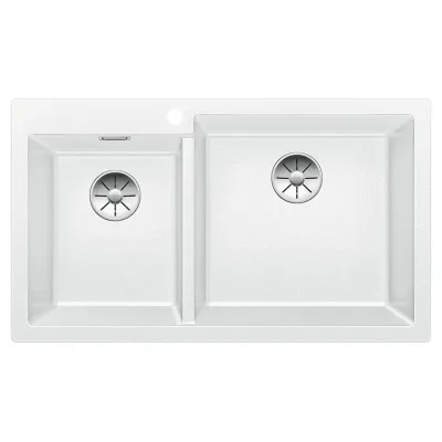 Blanco Lavello due vasche PLEON 9 1518348 finitura bianco da 86x50 cm - Sopratop