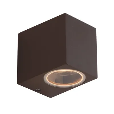 Applique da esterno cubica bronzo in alluminio, 1 luce GU10, 6.7x8cm