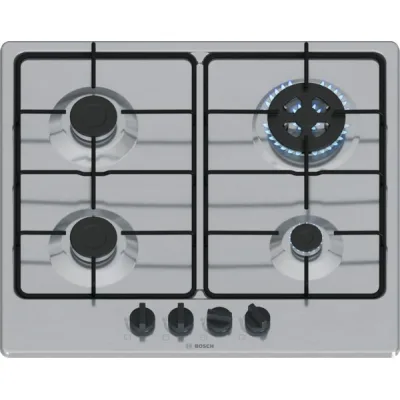 Bosch Piano cottura a gas PGH6B5K80 finitura acciaio inox da 60 cm - Serie 4