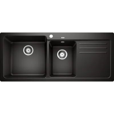 Blanco | Lavello una vasca con gocciolatoio dx NAYA 8 S 1525945 finitura nero da 116x50 cm - Sopratop
