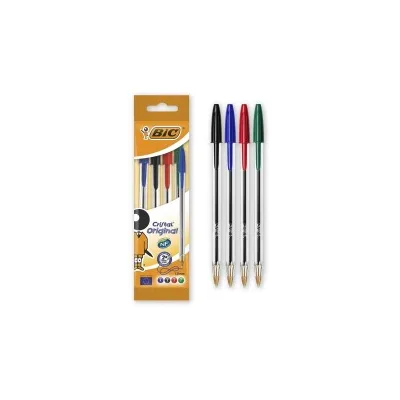 Bic Cristal Original Fine Conf. da 4 penne a sfera Punta tonda 0,8mm Linea 0,30mm Colori assortiti 872725