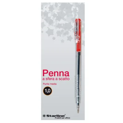 Penna a sfera a scatto Rossa punta 1,0mm Conf 20 pezzi