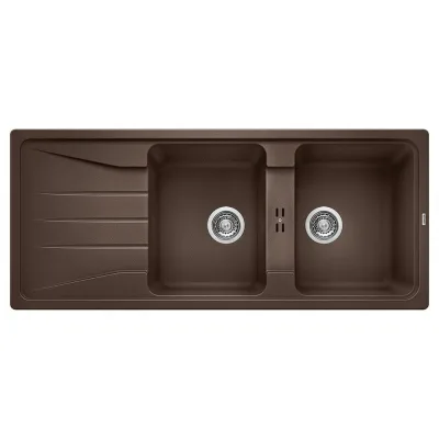 Blanco | Lavello due vasche con gocciolatoio SONA 8 S 1519706 finitura caffè da 116x50 cm - Sopratop