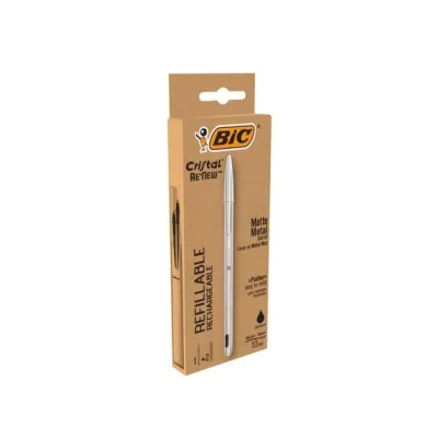 BIC CRISTAL RE NEW 1MM NERO 1+2REFILL 997201