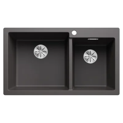 Blanco Lavello due vasche (vasca grande sx) PLEON 9 1527638 Stainless Steel finitura grigio roccia da 86x50 cm - Sopratop