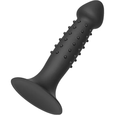 Plug anale 12 cm con rilevi stimolanti nero silicone giochi ano nuovo