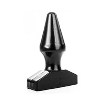 Plug anale 15,5 cm Ø 6 cm nero PVC liscio base larga senza ftalati sex toy