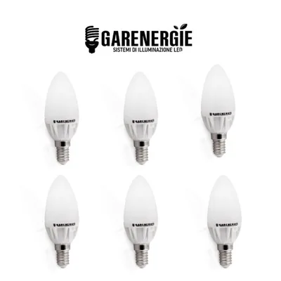 kit 6pz lampadina oliva candela led 3w e14 bianco caldo 3000k