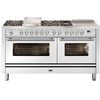 Ilve Cucina P15W Professional Plus P15FSDWE3 doppio forno e piano cottura 7 fuochi con fry top e coupe de feu e dual da 150 cm