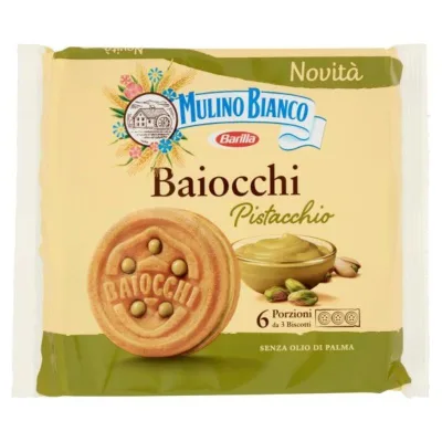 Baiocchi Biscotti Snack Farciti con Crema al Pistacchio 168g Mulino Bianco
