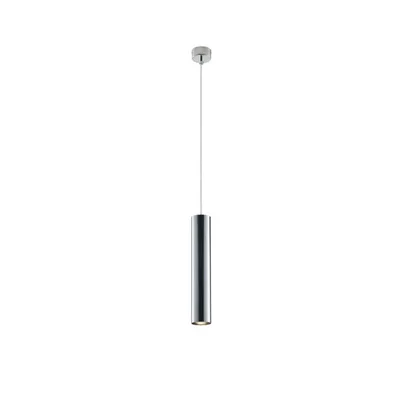 Lampadario a sospensione cilindrico in metallo cromo, lampadina GU10, 5.5x200x30cm