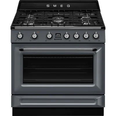 Smeg S Cucina TR90GMGR con forno termoventilato e piano cottura gas finitura slate grey da 90x60 cm