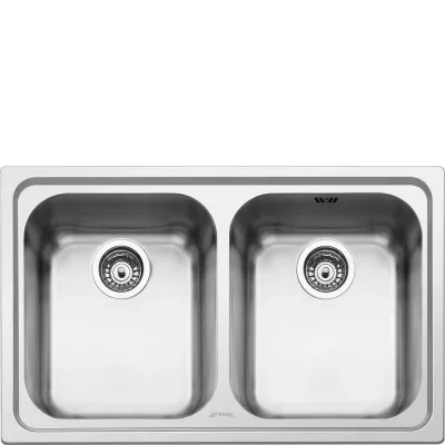 Smeg Lavello due vasche SP792-2 finitura acciaio inox spazzolato da 79 cm - IN PROMOZIONE FINO AL 30/06