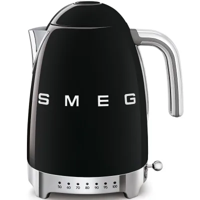 PRONTA CONSEGNA - Smeg Bollitore elettronico a temperatura variabile KLF04BLEU finitura nero con logo Smeg 3D