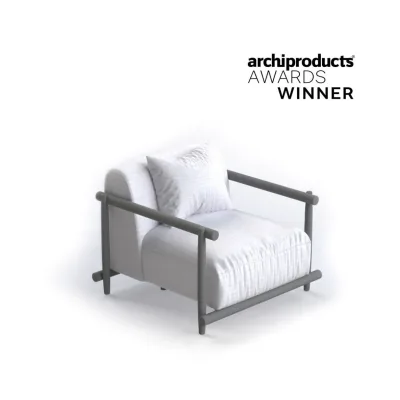 Unopiù Poltrona DAVOS con struttura in alluminio e cuscineria in tessuto - IN PROMOZIONE FINO AL 6/07