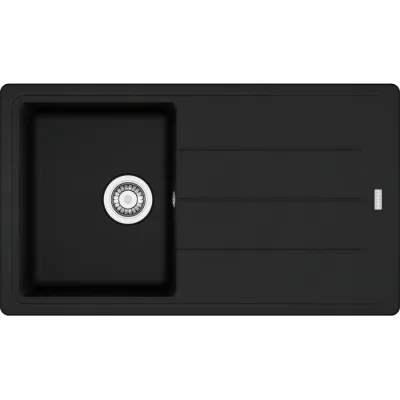 Franke: Lavello una vasca con gocciolatoio Boston Incasso BFG 611-86 114.0661.639 finitura fragranite black matt da 86x50 cm
