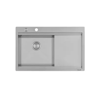 Foster Lavello una vasca con gocciolatoio a destra 1040 052 finitura acciaio inox da 80.6x52 cm - IN PROMOZIONE FINO AL 30/06