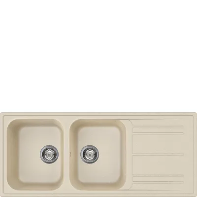 PRONTA CONSEGNA - Smeg Lavello due vasche con gocciolatoio LZ116AV2 finitura avena da 116 cm