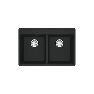 PRONTA CONSEGNA - Franke: Lavello due vasche Vasche Sopratop Centro MRG 620-34-34 FTL 114.0661.690 finitura fragranite black matt da 76x50 cm