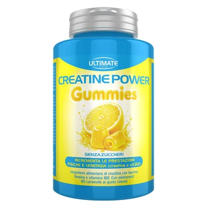 Ultimate creatine power limone 60 caramelle gommose senza zuccheri e glutine