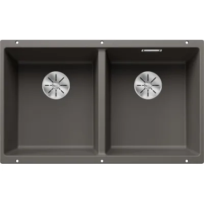 Blanco Lavello due vasche SUBLINE 350/350-U 1527347 finitura grigio vulcano da 75.5x46 cm - Sottotop