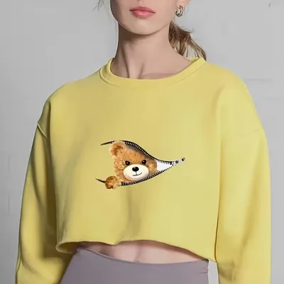 T-shirt a manca corta con orsetto e cerniera