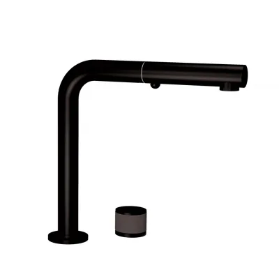 Schock Miscelatore a scomparsa con comando remoto e doccetta AQUADOUBLE UP&DOWN CON DOCCIA SXDOUBSBK finitura PVD nero opaco