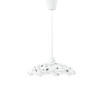 Lampadario a sospensione in vetro decorato bianco, 1 luce E27, 42x120cm