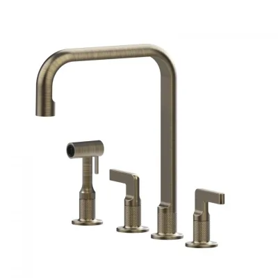 Gessi Miscelatore a 4 fori Inciso Collection 58703 713 finitura Antique Brass