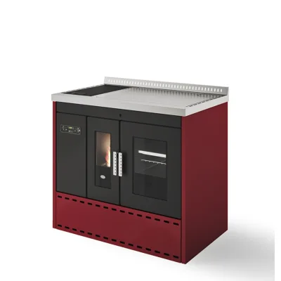Eva Calòr Termocucina a pellet con forno con resistenza e lampadina ISOTTA 901694500 finitura rosso