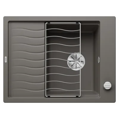 Blanco Lavello una vasca con gocciolatoio ELON 45 S 1527251 finitura grigio vulcano da 65x50 cm - Sopratop