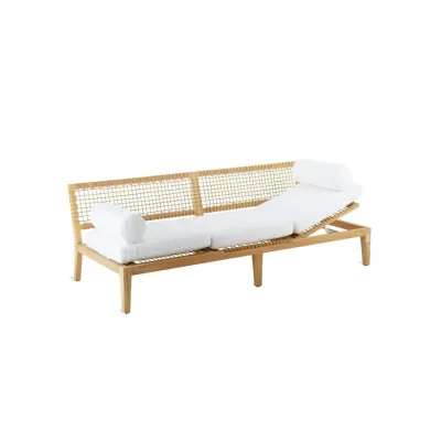 Unopiù Divano-letto 3 posti con seduta regolabile SYNTHESIS in teak e fibra sintetica WaProLace - Con o senza cuscino - IN PROMOZIONE FINO AL 6/07