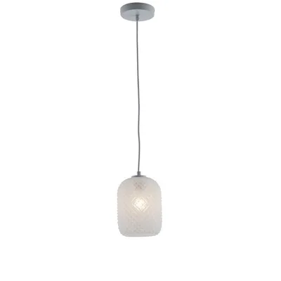 Lampadario elegante in vetro cristallo bianco, lampadina E27, 15x150cm
