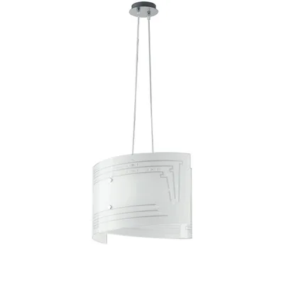 Lampadario a sospensione in vetro bianco, con decoro graniglia, 2 luci E27, 45x130cm